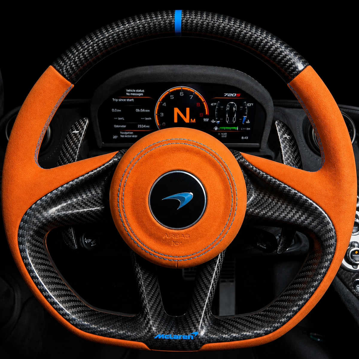 Mclaren 720S 765LT Custom Carbon Fiber Steering Wheel - AutoLEDTech.com