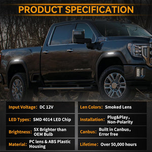 2023-2025 GMC Canyon Smoked Clear White Amber LED Side Markers