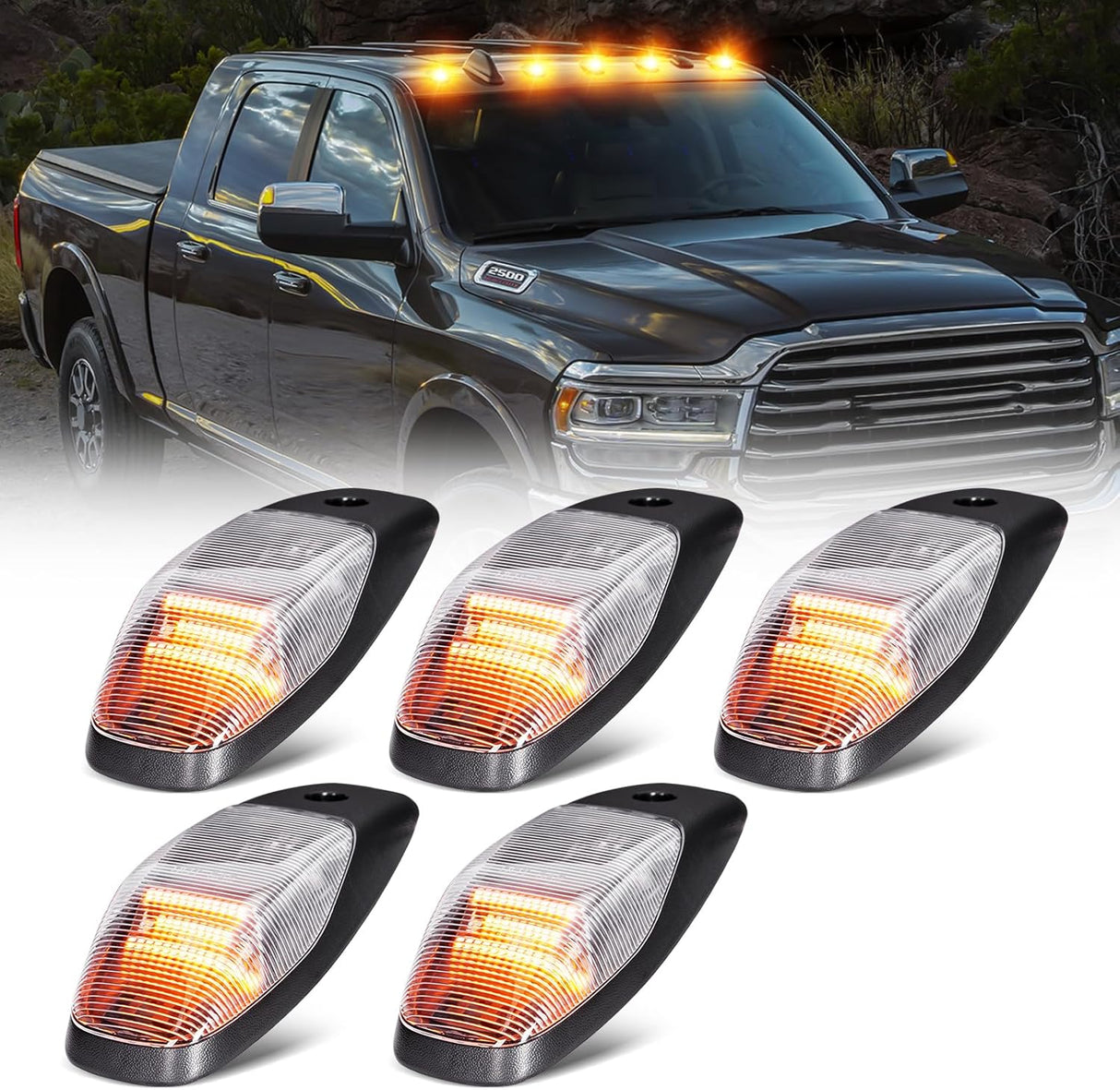 2019-2026 Ram HD Clear Smoked White Amber LED Roof Cab Lights