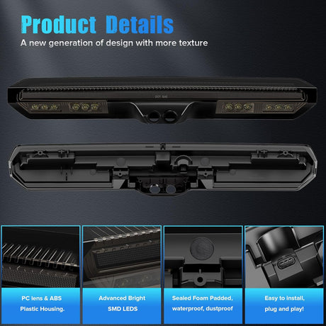 2020-2026+ GMC Sierra Chevy Silverado Smoked LED 3rd Brake Light - AutoLEDTech.com
