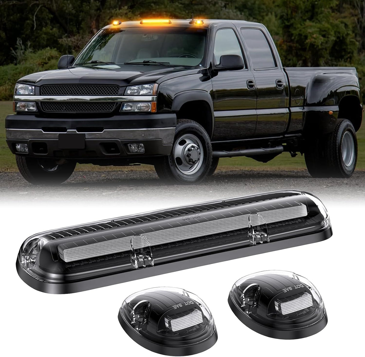 2000-2006 GMC Chevy HD Smoked White Amber LED Roof Cab Lights - AutoLEDTech.com