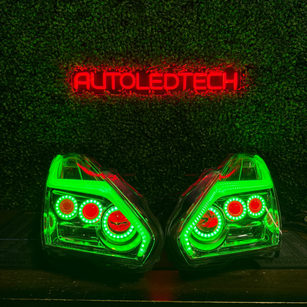 2009-2024 Nissan GTR R35 RGBW Flow Series LED DRL Halo Headlights - AutoLEDTech.com