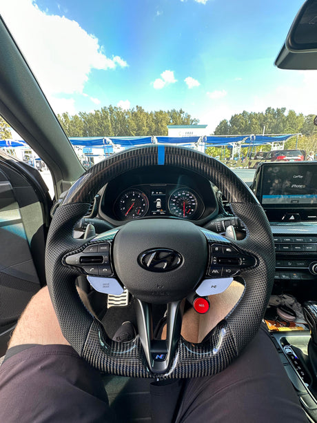 2019-2026+ Hyundai Veloster/Elantra N Custom Carbon Fiber Steering Wheel - AutoLEDTech.com