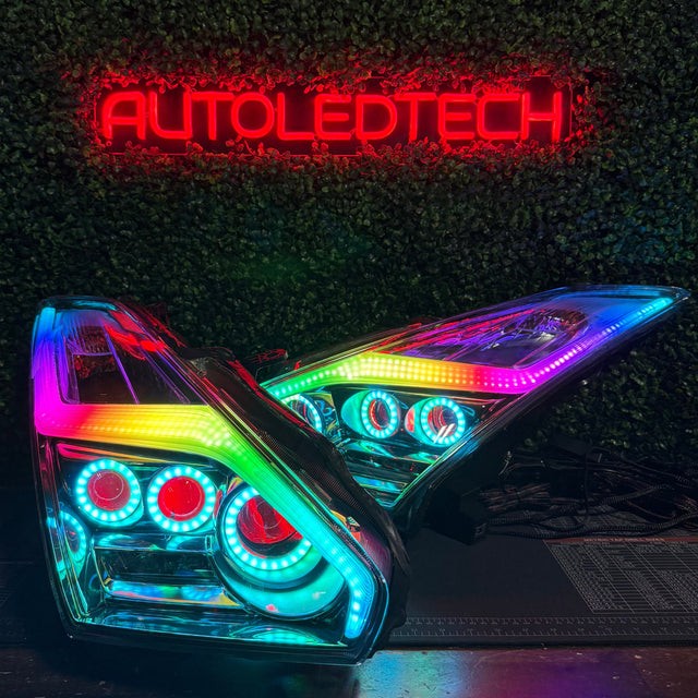 2009-2024 Nissan GTR R35 RGBW Flow Series LED DRL Halo Headlights - AutoLEDTech.com