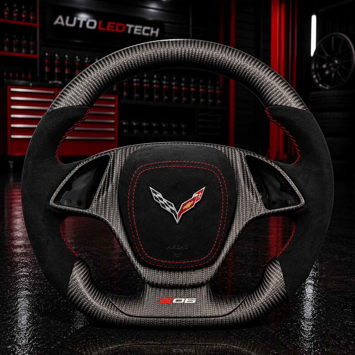 2014-2019 C7 Corvette Carbon Fiber Steering Wheel w/ LED RPM Display