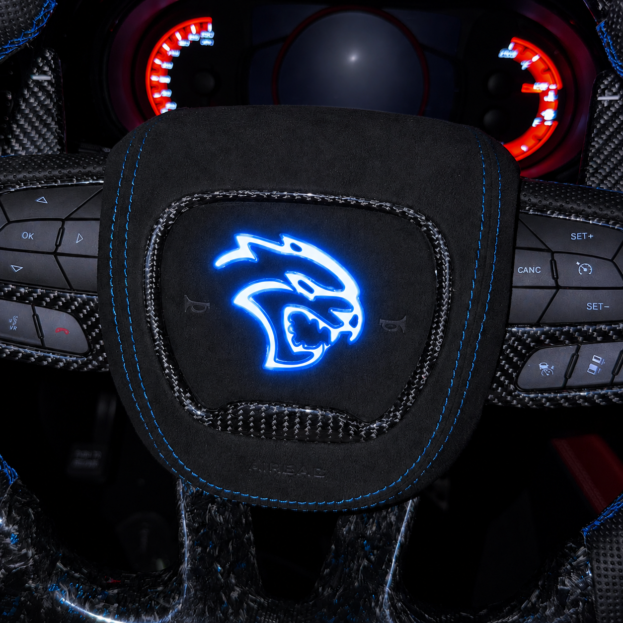 SRT HELLCAT RGB LED Custom Airbag Cover - AutoLEDTech.com
