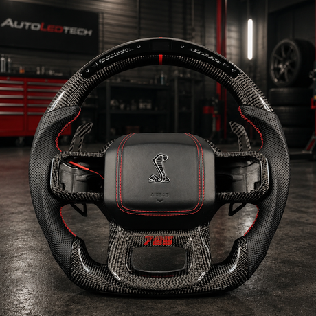 2021-2026+ Ford F150 & Raptor Custom Carbon Fiber LED Steering Wheel - AutoLEDTech.com