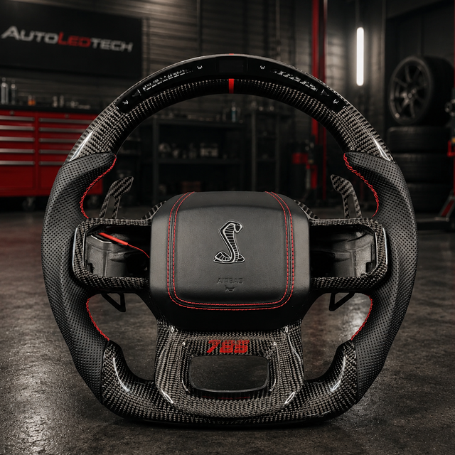 2021-2026+ Ford F150 & Raptor Custom Carbon Fiber LED Steering Wheel - AutoLEDTech.com