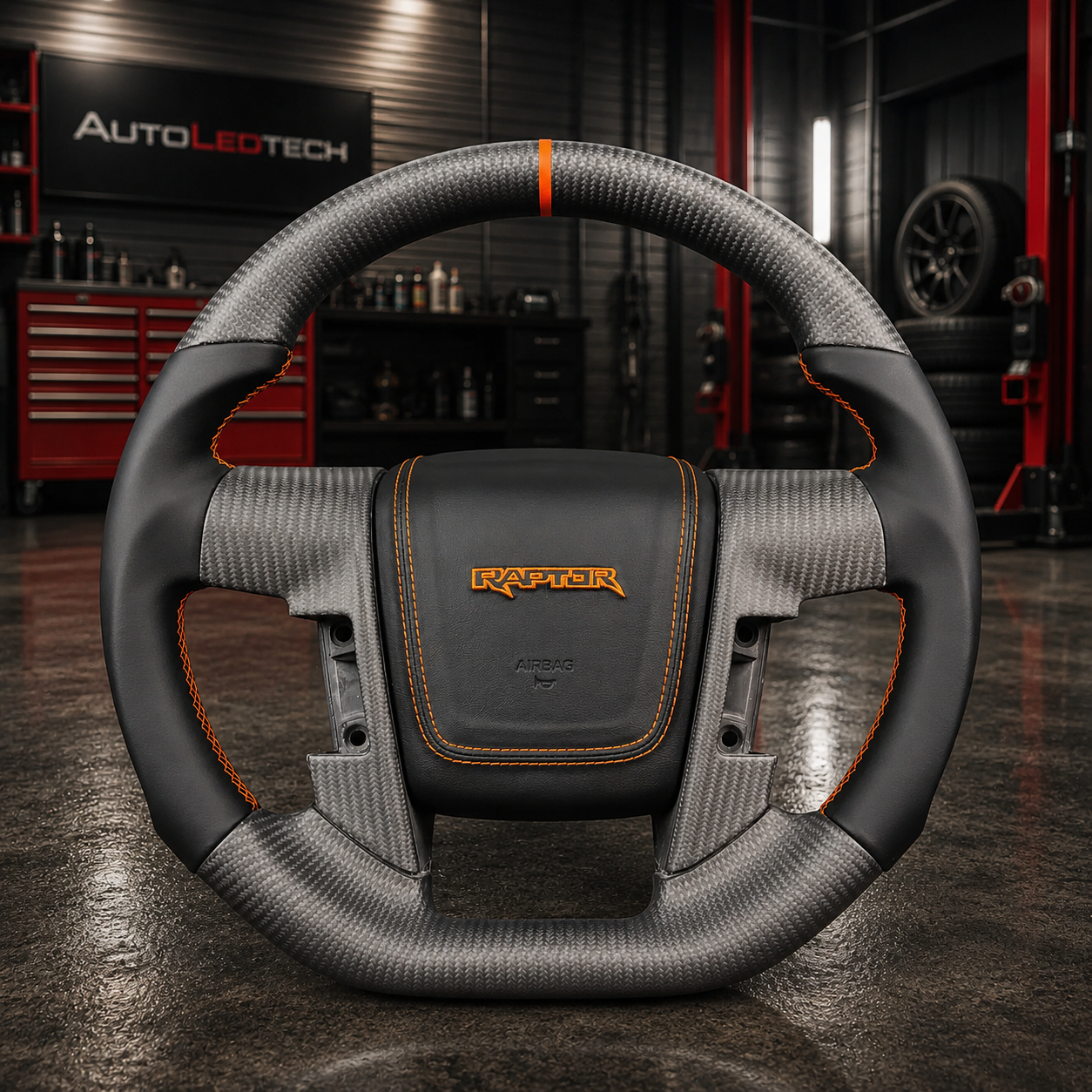 2009-2014 Ford Raptor & F150 Custom Carbon Fiber Steering Wheel w/ LED Display - AutoLEDTech.com