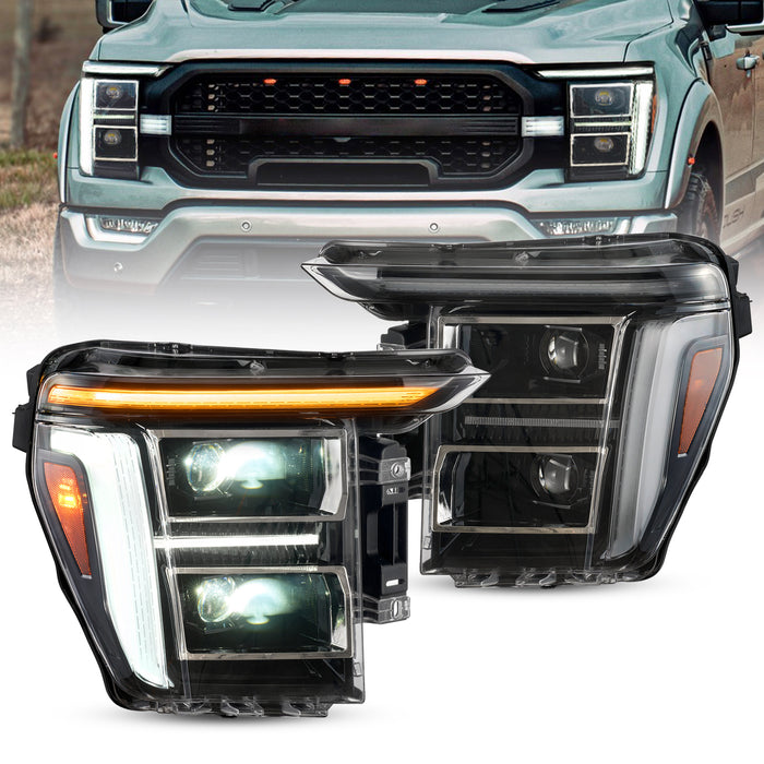 21-23 Ford F150 24+ Style White/Amber LED DRL Headlights