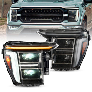 21-23 Ford F150 24+ Style White/Amber LED DRL Headlights