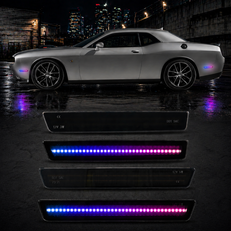 2015-2023 Dodge Challenger RGB Flow Series LED Smoked Side Marker Lights - AutoLEDTech.com