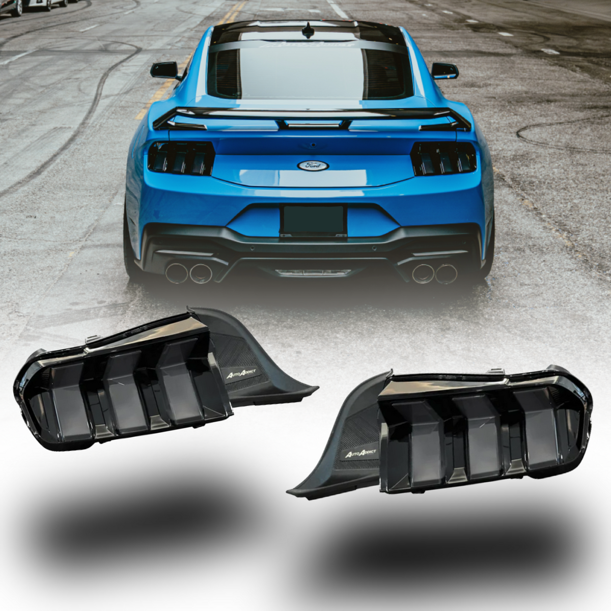24+ Ford Mustang S650 Smoked Euro Style LED Tail Lights