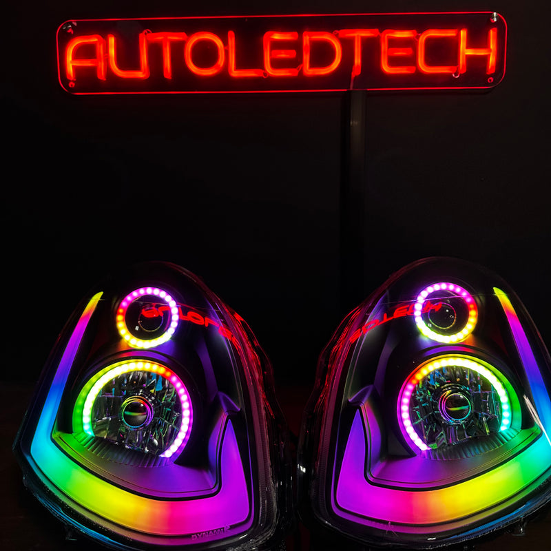 2003-2007 Infiniti G35 Coupe RGBW Flow Series LED Halo DRL Custom Headlights
