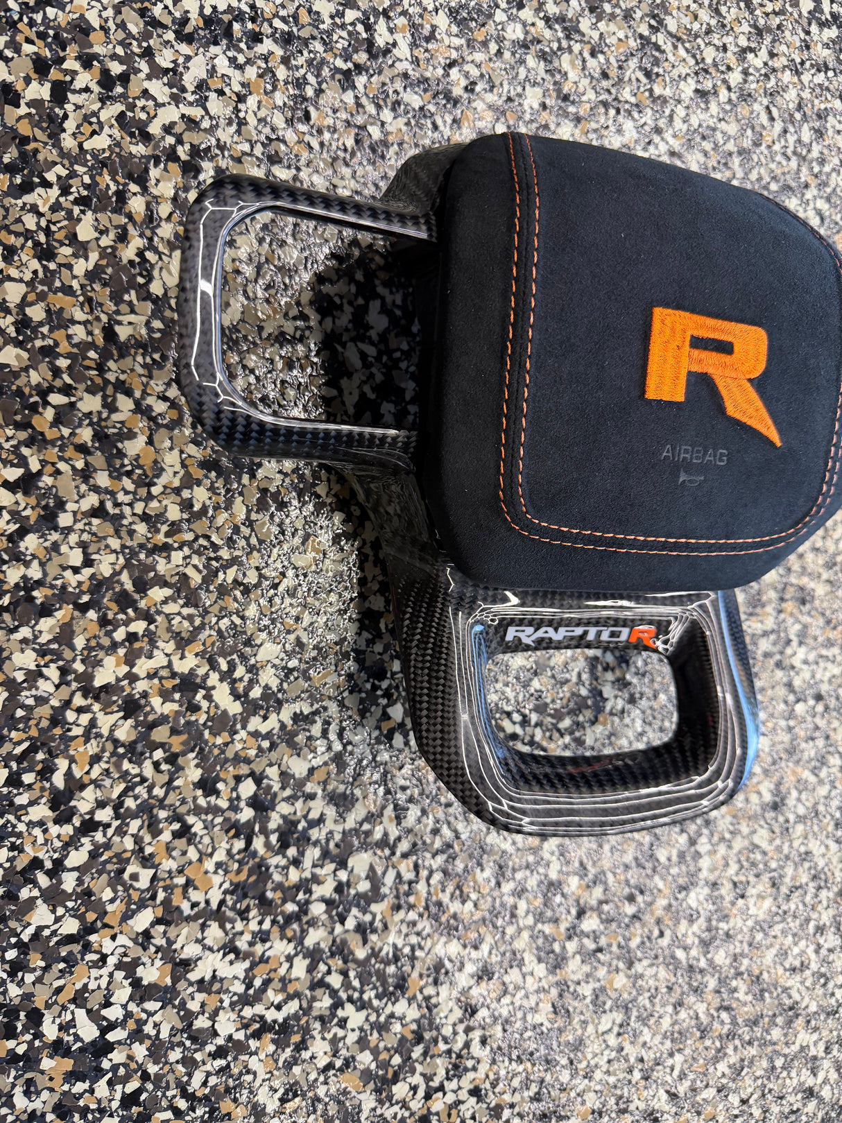 2021-2026 Ford Raptor R Black/Orange Alcantara Airbag Cover - IN STOCK