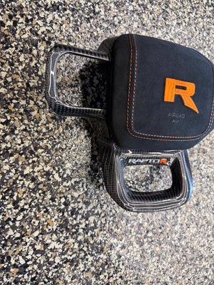 2021-2026 Ford Raptor R Black/Orange Alcantara Airbag Cover - IN STOCK