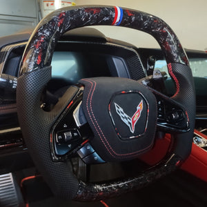 2020-2026+ Chevrolet C8 Corvette Custom Carbon Fiber Steering Wheel - AutoLEDTech.com