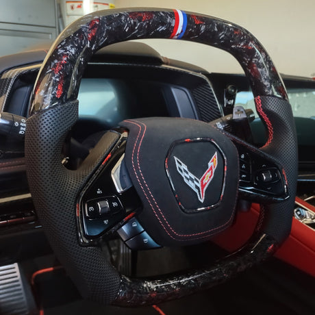 2020-2026+ Chevrolet C8 Corvette Custom Carbon Fiber Steering Wheel - AutoLEDTech.com