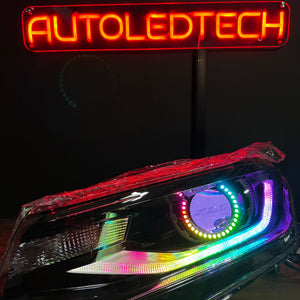 2016-2018 Chevrolet Camaro RGBW Flow Series LED DRL Prebuilt Halo Headlights