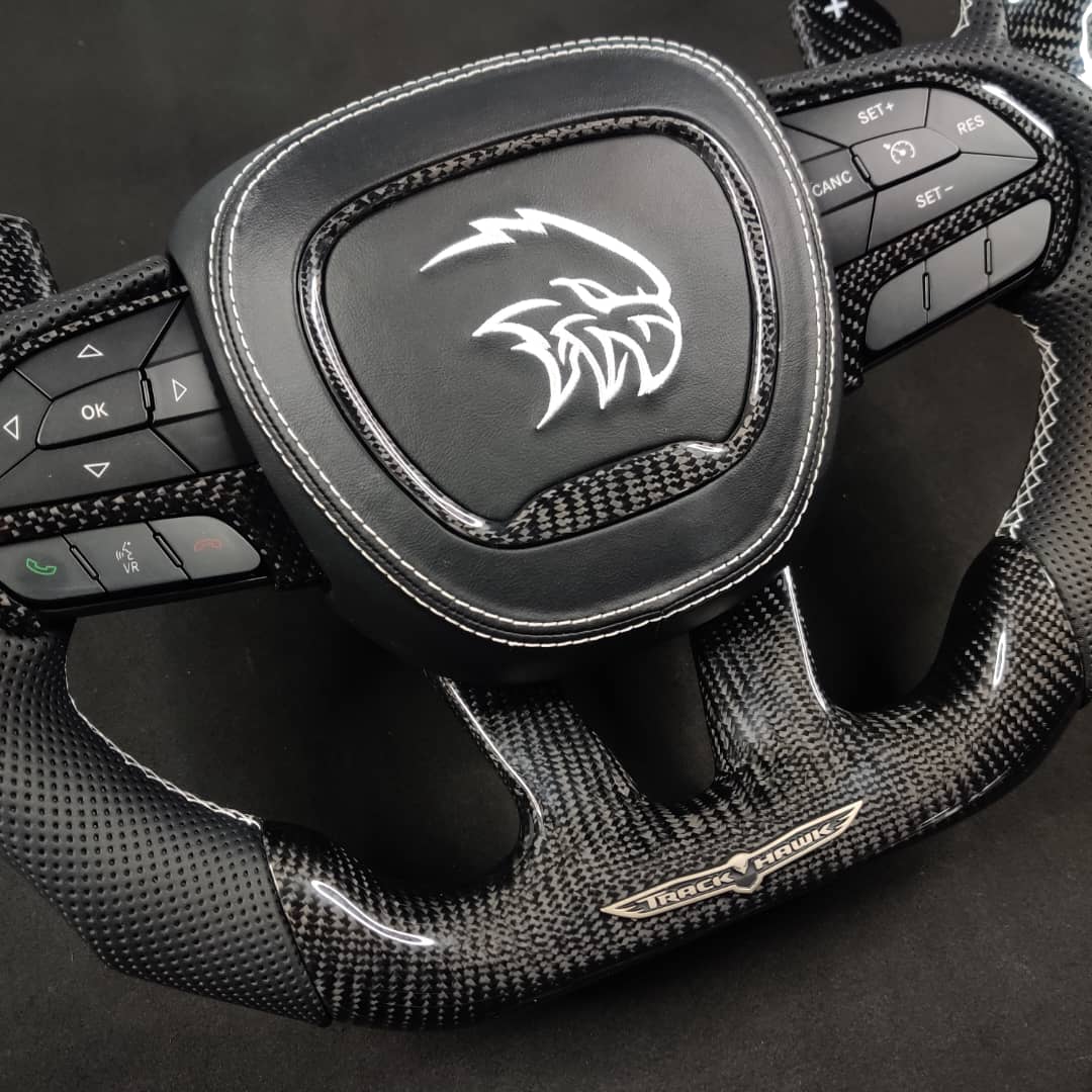 2014-2021 Jeep Grand Cherokee SRT & Trackhawk Custom Carbon Fiber Heated Steering Wheel w/ LED RPM Display