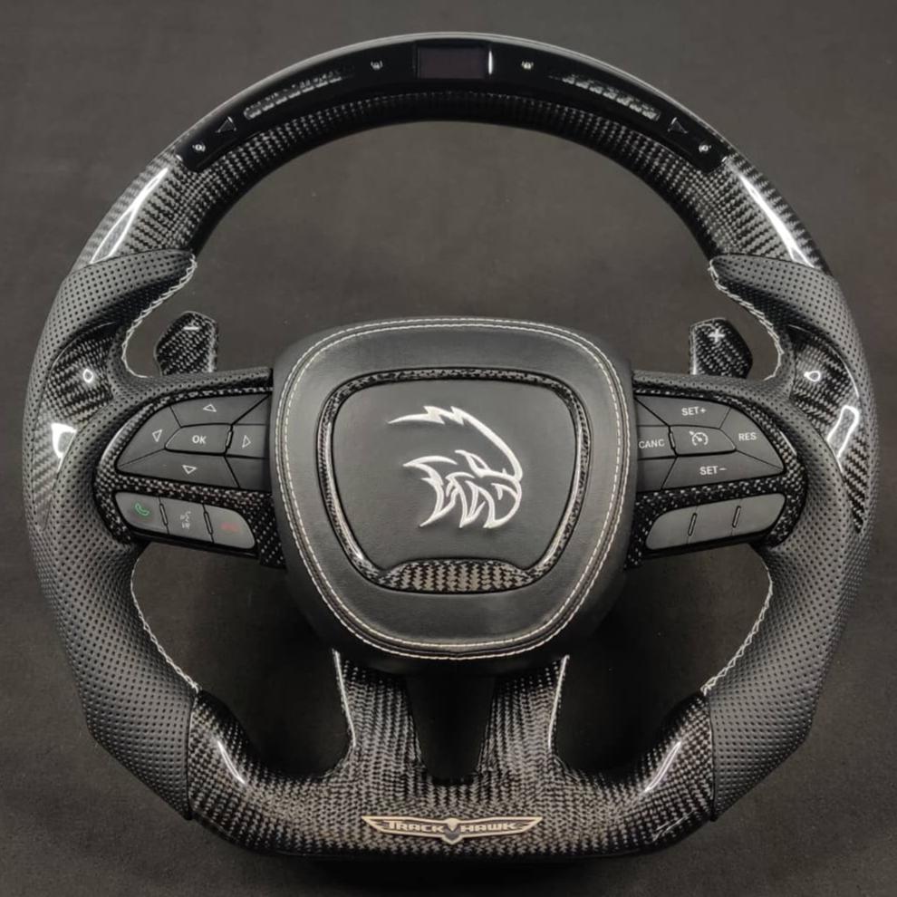 2014-2021 Jeep Grand Cherokee SRT & Trackhawk Custom Carbon Fiber Heated Steering Wheel w/ LED RPM Display