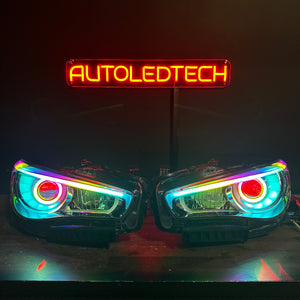 2014-2024 Infiniti Q50 RGBW Flow Series LED DRL Prebuilt Custom Headlights