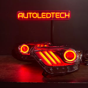 2015-2022 Ford Mustang Flow Series RGBW LED DRL Halo Prebuilt Headlights