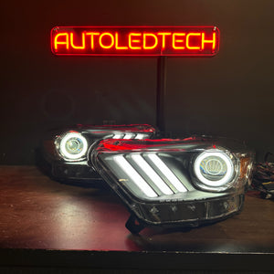 2015-2022 Ford Mustang Flow Series RGBW LED DRL Halo Prebuilt Headlights