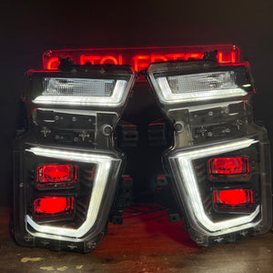 2020-2024 Chevrolet Silverado HD RGBW Flow Series HYBRID LED DRL Projector Replacement Headlights