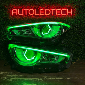 2014-2024 Infiniti Q50 RGBW Flow Series LED DRL Prebuilt Custom Headlights