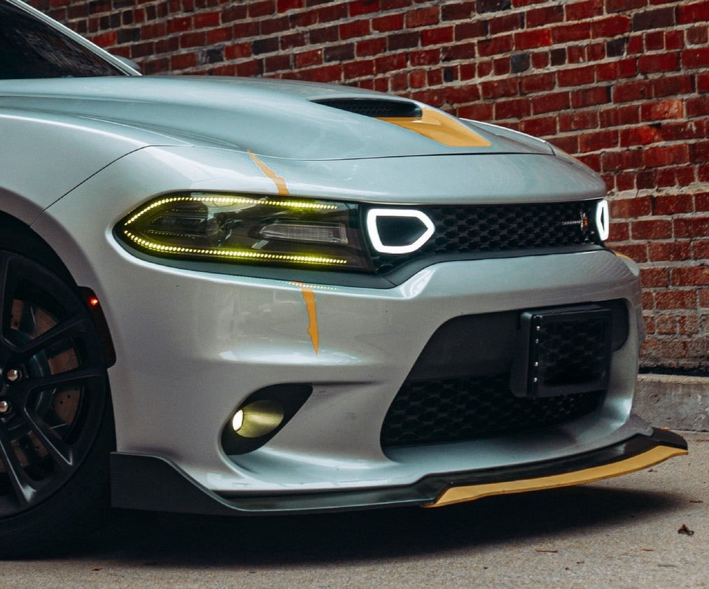 2015-2023 Dodge Charger Switchback White/Amber LED Grill Snorkel Air Intake Light Assembly LED headlight kit AutoLEDTech Oracle Lighting Trendz Flow Series RGBHaloKits OneUpLighting Morimoto