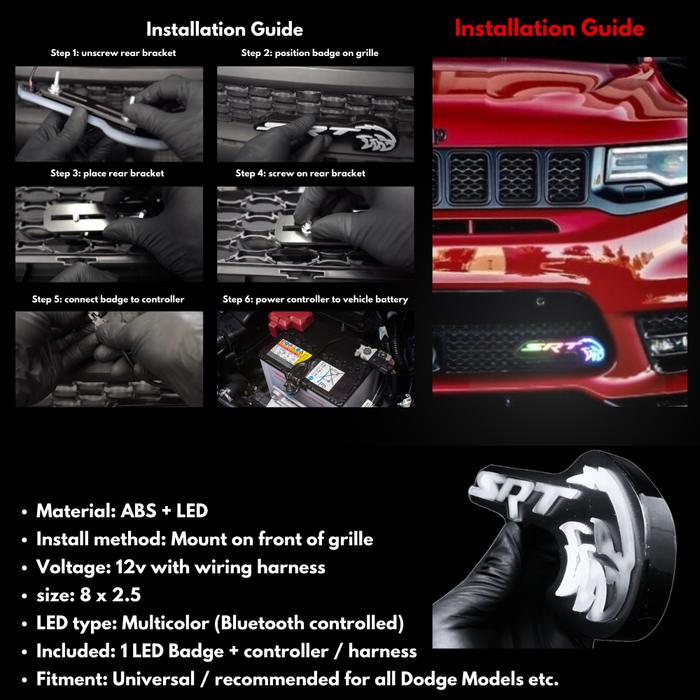 Jeep Trackhawk RGBW Flow Series LED Grill Emblem