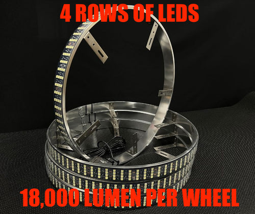 4 ROW 18k Lm Pure White LED Wheel Ring Lights Kit