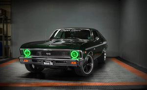 7 inch sealed beam halo installed with green halos on