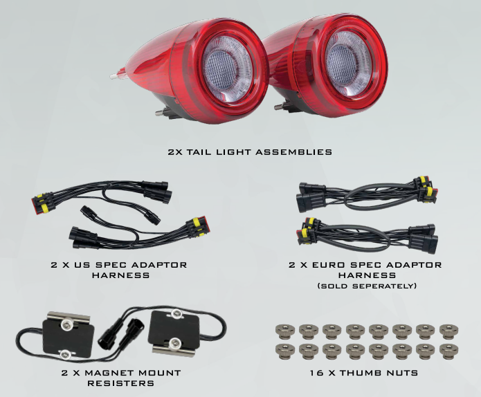 2005-2010 Ferrari F430 Red or Smoked LED Tail Light Assemblies - Plug & Play