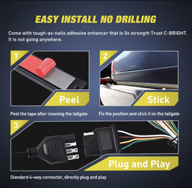 LED Tailgate Light Bar Sequential Brake/Reverse/Turn Signal - Fits Any Truck