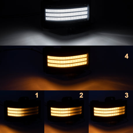 2017-2026+ Ford Super Duty F250 Smoked White Amber LED Mirror Lights - AutoLEDTech.com