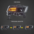 2011-2022 Jeep Grand Cherokee WK2 RGBW Color-Chasing LED DRL Replacement Headlights - Halogen to LED DRL HID Conversion
