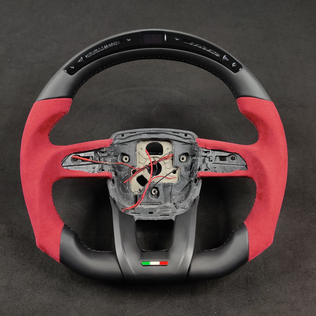 Lamborghini Urus Custom Dark Red Alcantara Steering Wheel - IN STOCK - AutoLEDTech.com