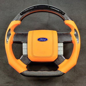 2009-2014 Ford Raptor & F150 Custom Carbon Fiber Steering Wheel w/ LED Display - AutoLEDTech.com
