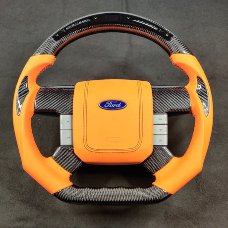 2009-2014 Ford Raptor & F150 Custom Carbon Fiber Steering Wheel w/ LED Display - AutoLEDTech.com