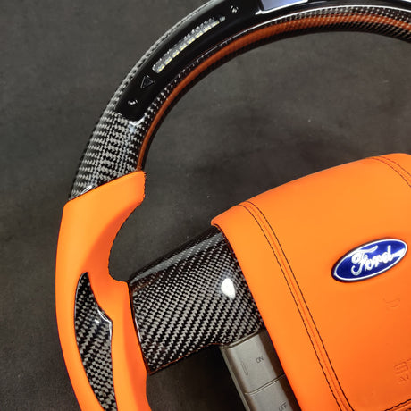 2009-2014 Ford Raptor & F150 Custom Carbon Fiber Steering Wheel w/ LED Display - AutoLEDTech.com