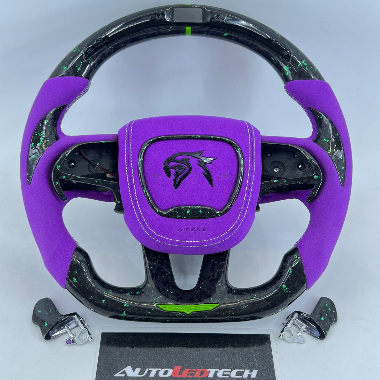 2014-2021 Jeep Trackhawk SRT Custom Carbon Fiber Steering Wheel w/ LED RPM Display - AutoLEDTech.com