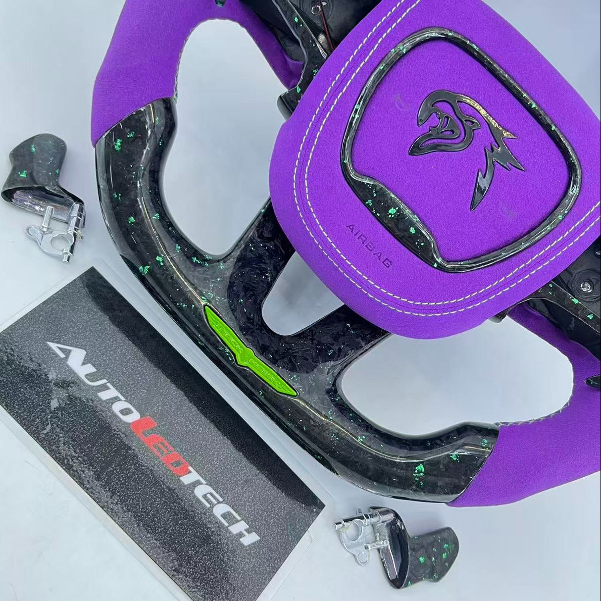 2014-2021 Jeep Trackhawk SRT Custom Carbon Fiber Steering Wheel w/ LED RPM Display - AutoLEDTech.com