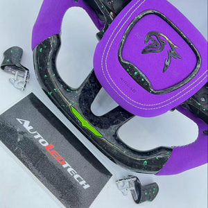 2014-2021 Jeep Trackhawk SRT Custom Carbon Fiber Steering Wheel w/ LED RPM Display - AutoLEDTech.com