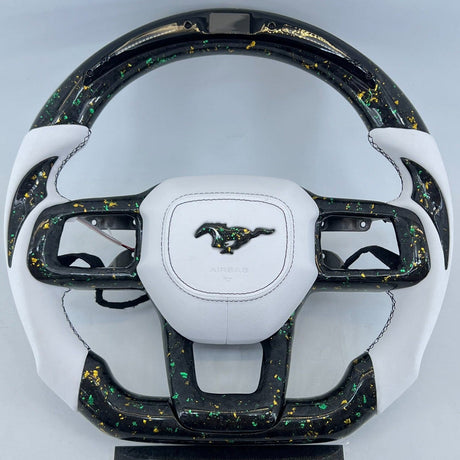 2024-2026+ Ford Mustang S650 Carbon Fiber LED Steering Wheel - AutoLEDTech.com