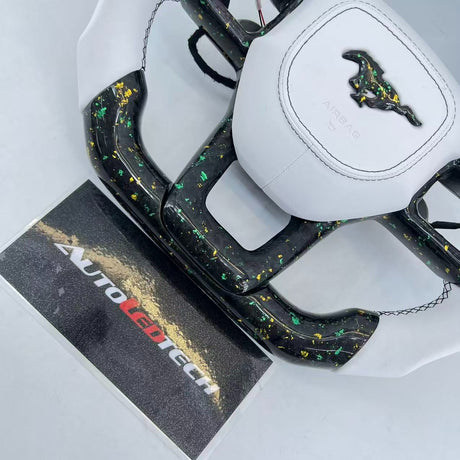 2024-2026+ Ford Mustang S650 Carbon Fiber LED Steering Wheel - AutoLEDTech.com