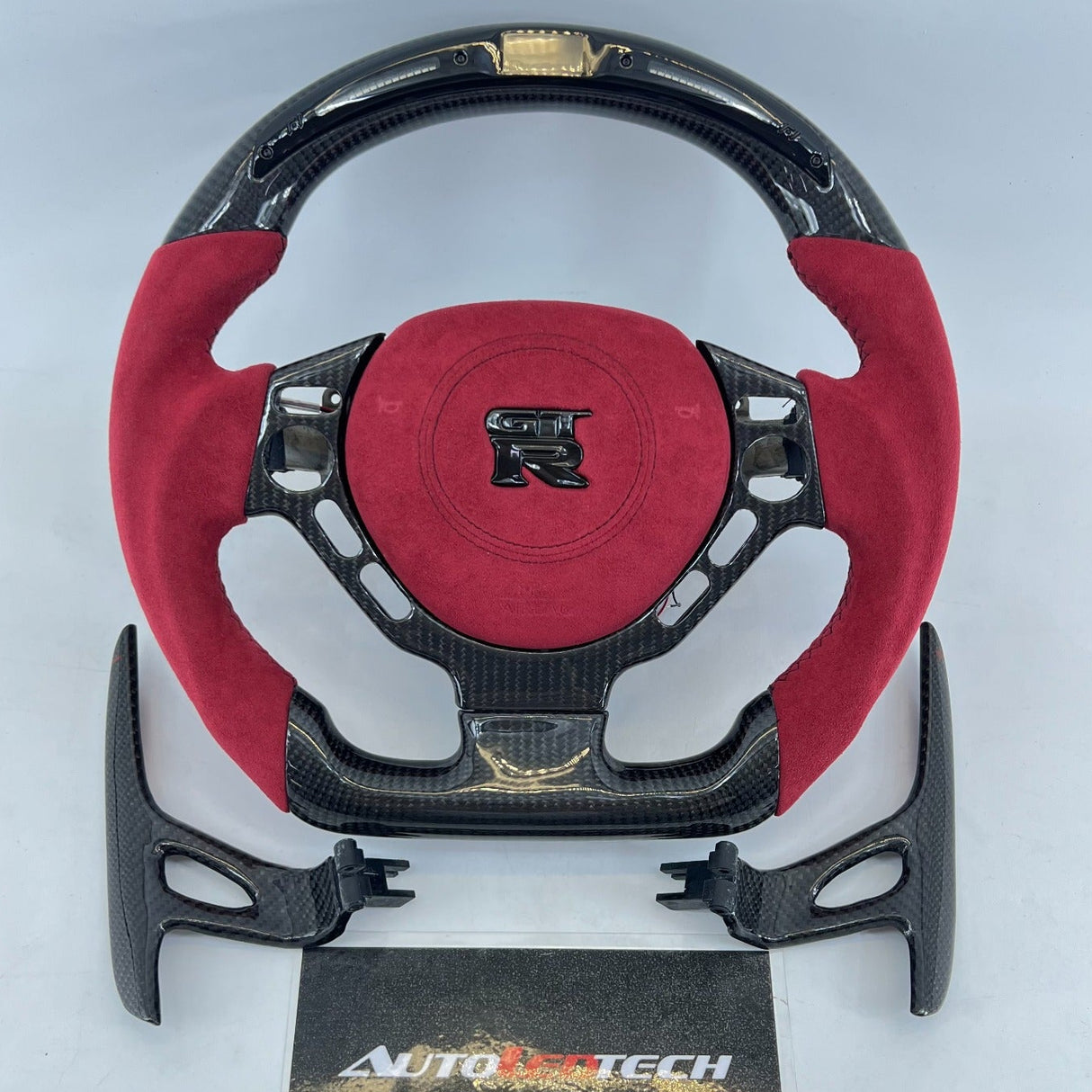 2008-2016 Nissan GTR R35 Custom Carbon Fiber Steering Wheel w/ LED RPM Display - AutoLEDTech.com