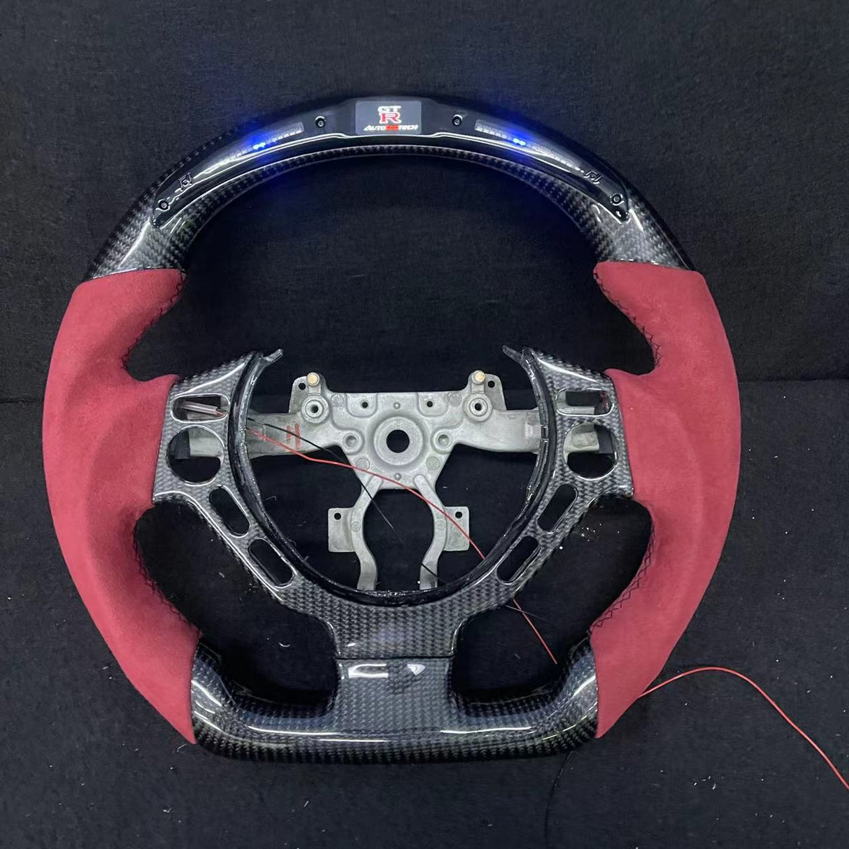 2008-2016 Nissan GTR R35 Custom Carbon Fiber Steering Wheel w/ LED RPM Display - AutoLEDTech.com