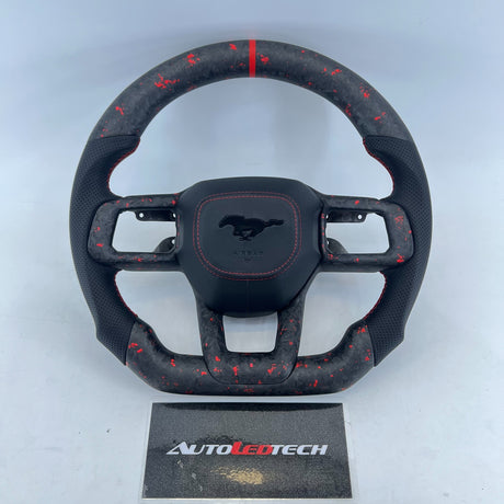 2024-2027+ Ford Mustang S650 Carbon Fiber LED Steering Wheel - AutoLEDTech.com
